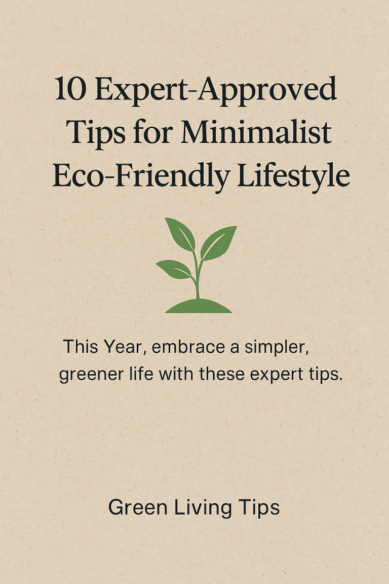 Infographic cover for minimalist eco-friendly lifestyle guide in 2025, promoting simple, sustainable living with expert-approved tips.